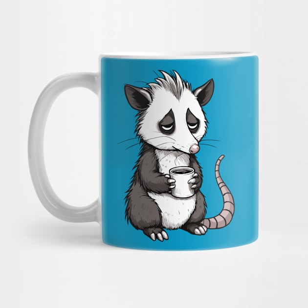 Tired possum with coffee by ArtisticBox